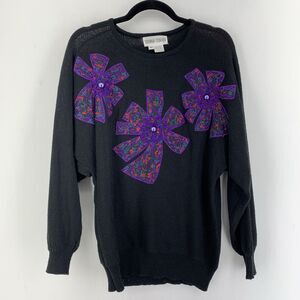 Vintage‎ Embellished Pullover Sweater 90’s Whimsical Unique Cottagecore Fairy M